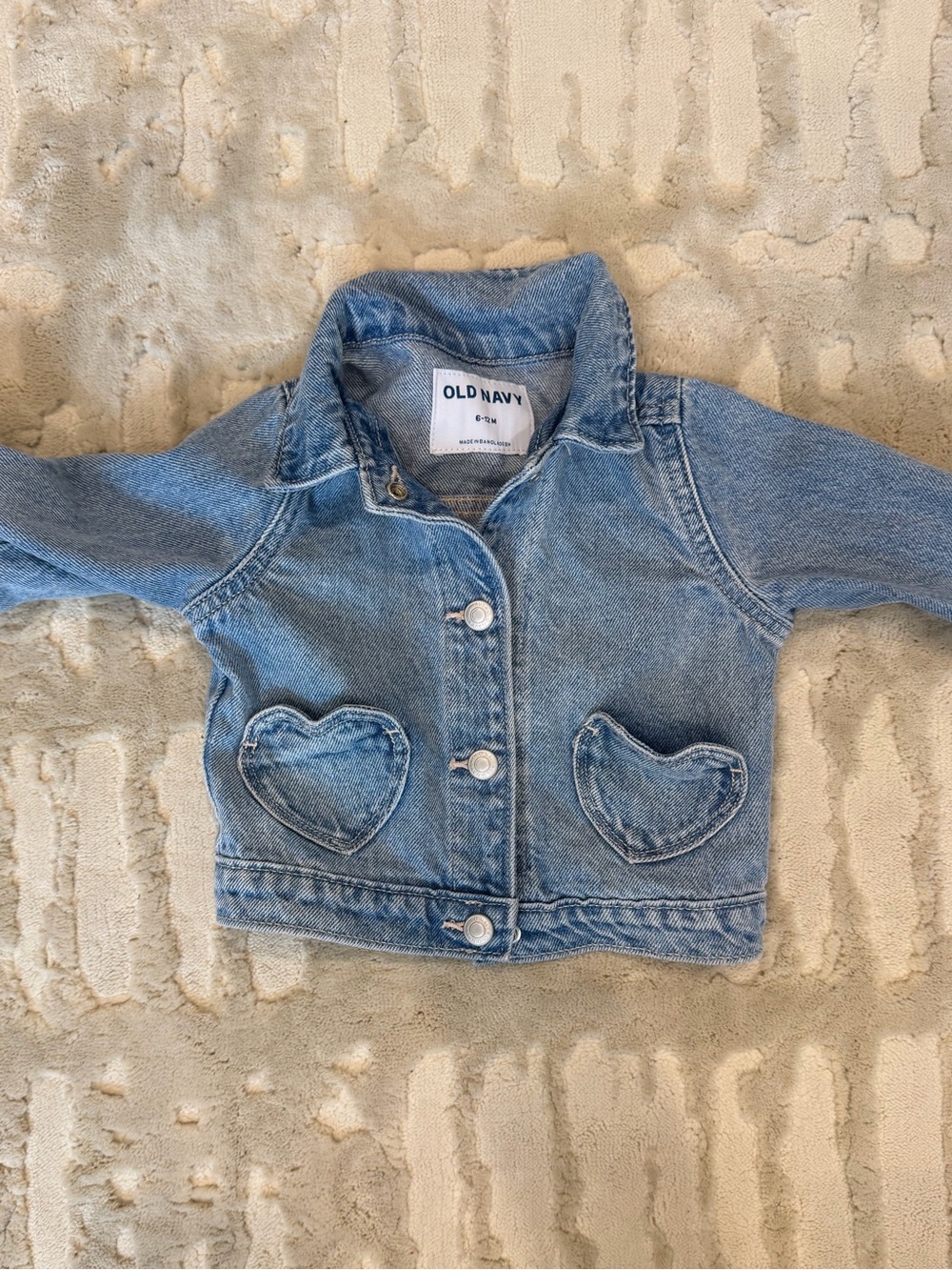 Old Navy Girls Light Blue Denim Jacket with Heart Pockets